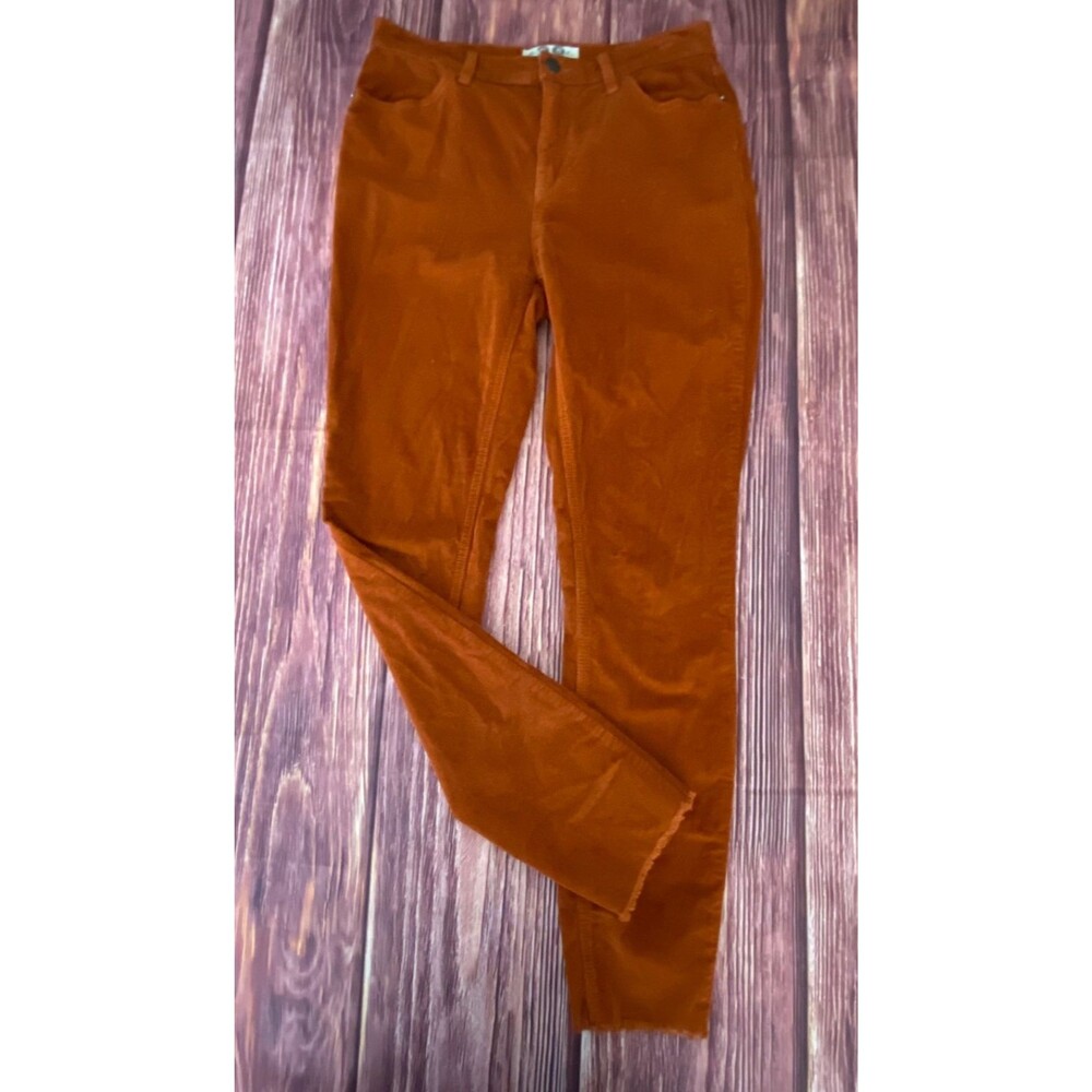 We The Free Corduroy Pants 28 Orange Frayed Ankle Tapered Womens